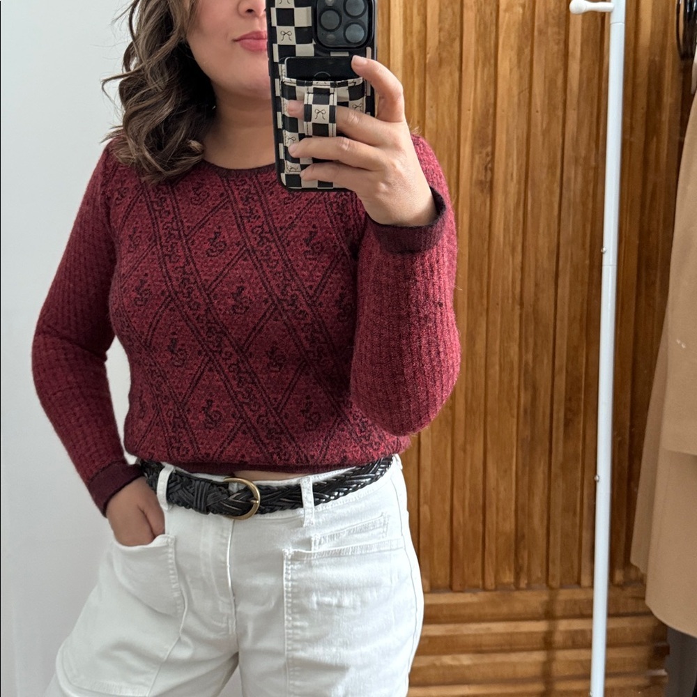 MFH 100% Baby Alpaca Round Neck Red Sweater. Size L